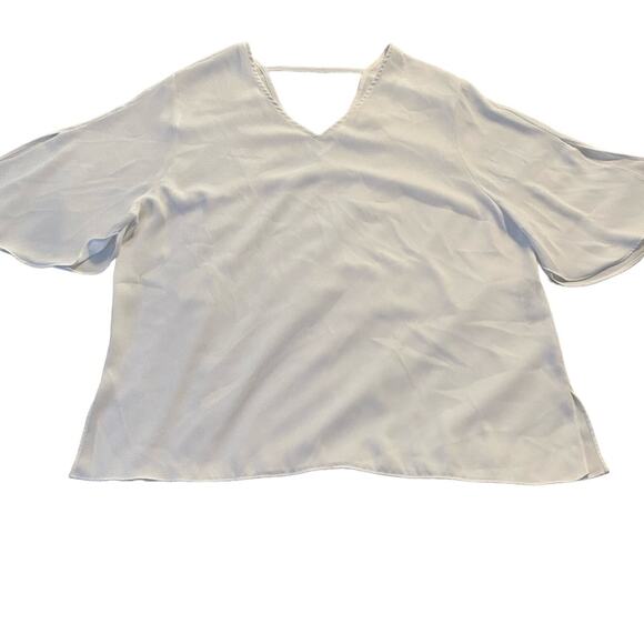 Chicos Tunic 3 XL White Flowy Flutter Sleeve Minimalist Feminine - Picture 1 of 15